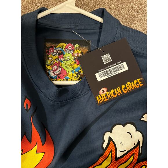 American Garage Flame and Skeleton T-shirt - Picture 5 of 7